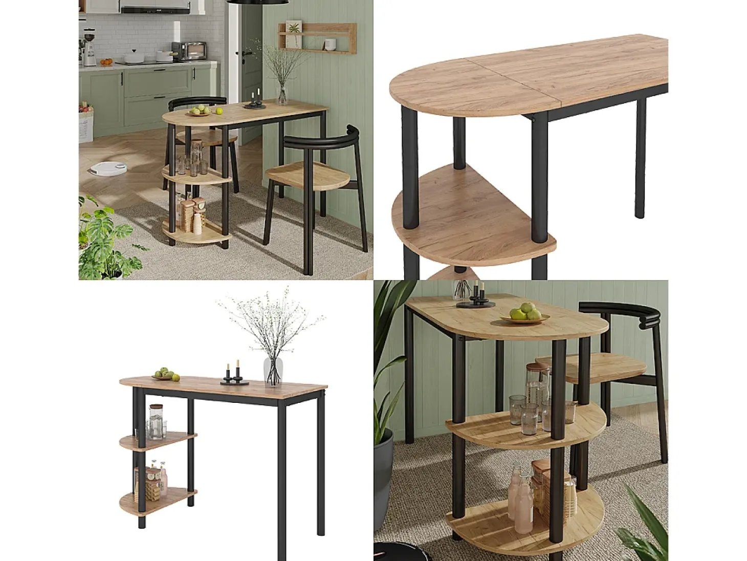 Mesa de cocina goldkraft roble/negro 110x50x75.5 freetown
