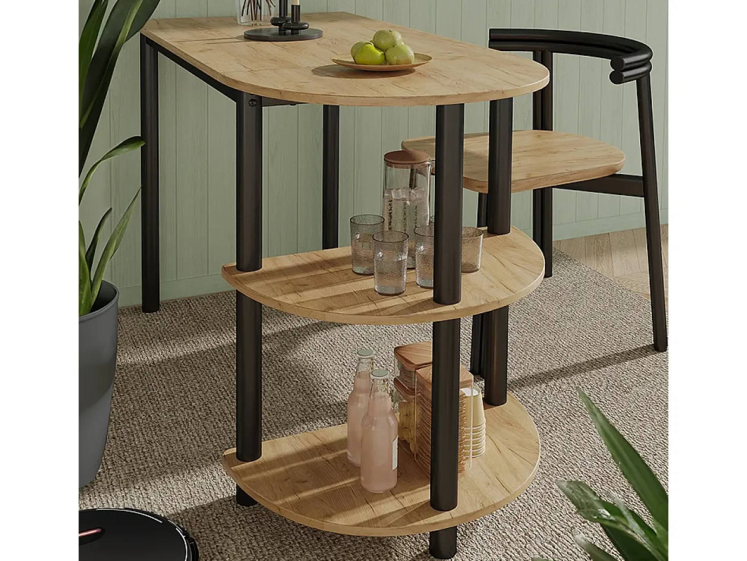 Mesa de cocina goldkraft roble/negro 110x50x75.5 freetown