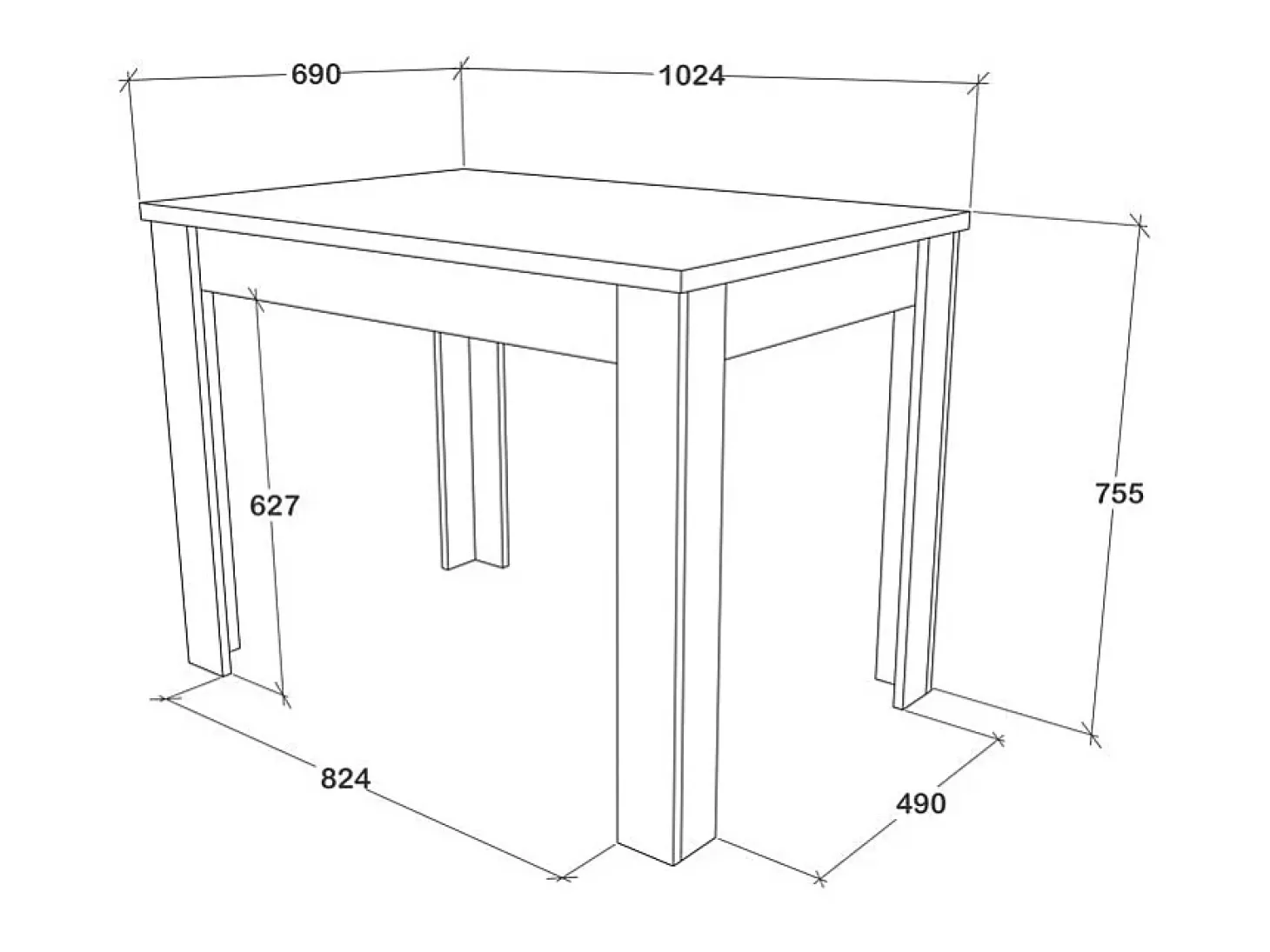 Mesa de cocina haaus Zeta, Roble Artisan, 102 x 69 x 75 cm