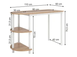 Mesa de cocina oro potencia roble/blanco 110x50x75.5 freetown