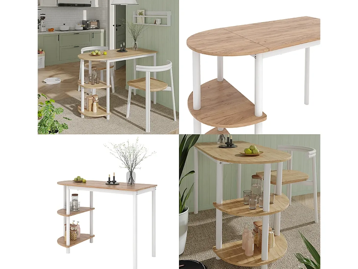 Mesa de cocina oro potencia roble/blanco 110x50x75.5 freetown
