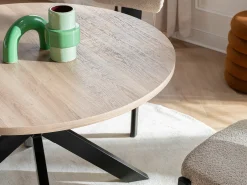 Mesa de comedor - 4 cubiertos - MDF y metal - Roble y negro - TILKI