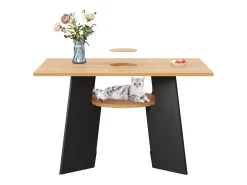 Mesa de comedor - 130 x 85 x 75 cm - con espacio para mascotas y bandeja de almacenamiento - MDF - negro