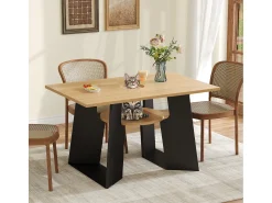 Mesa de comedor - 130 x 85 x 75 cm - con espacio para mascotas y bandeja de almacenamiento - MDF - negro
