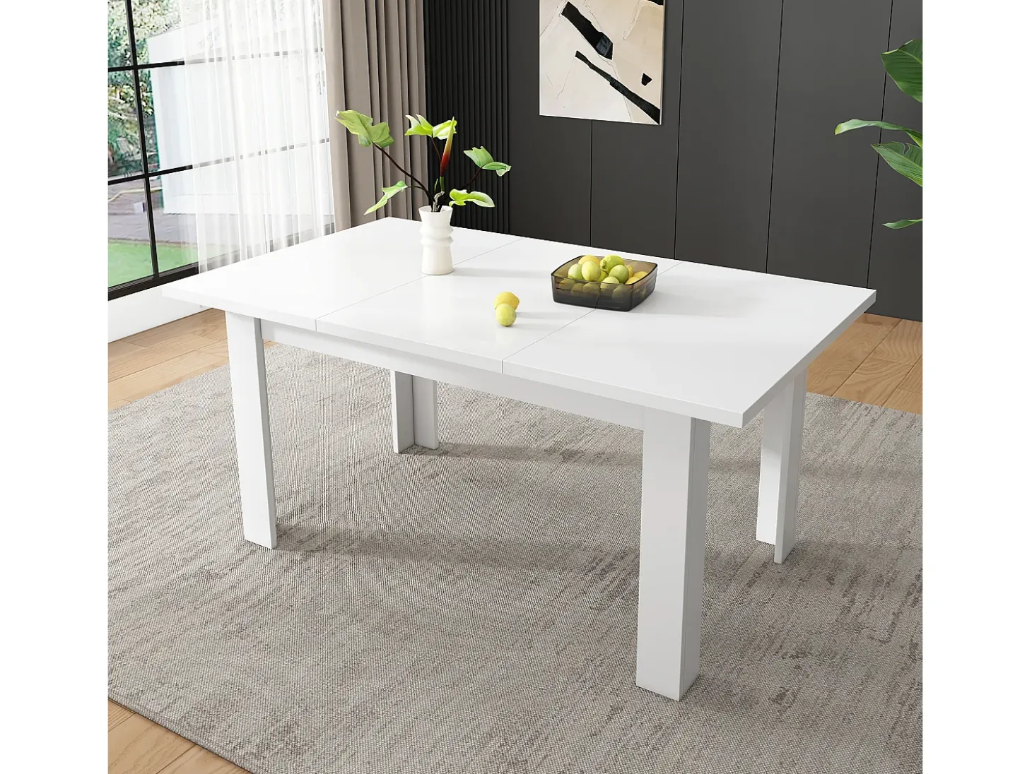 Mesa de comedor 12070 cm, con almacenaje, diseño moderno, MDF, blanco (120,65x49,53x22,23 cm)