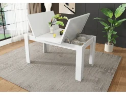 Mesa de comedor 12070 cm, con almacenaje, diseño moderno, MDF, blanco (120,65x49,53x22,23 cm)