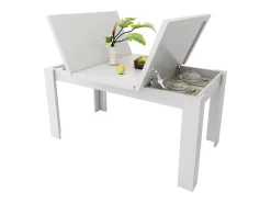 Mesa de comedor 12070 cm, con almacenaje, diseño moderno, MDF, blanco (120,65x49,53x22,23 cm)