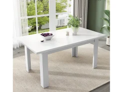 Mesa de comedor 12070 cm, con almacenaje, diseño moderno, MDF, blanco (120,65x49,53x22,23 cm)