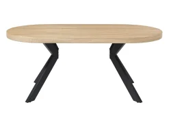 Mesa de comedor 6 personas de MDF y acero - Natural claro y negro - KOMONI