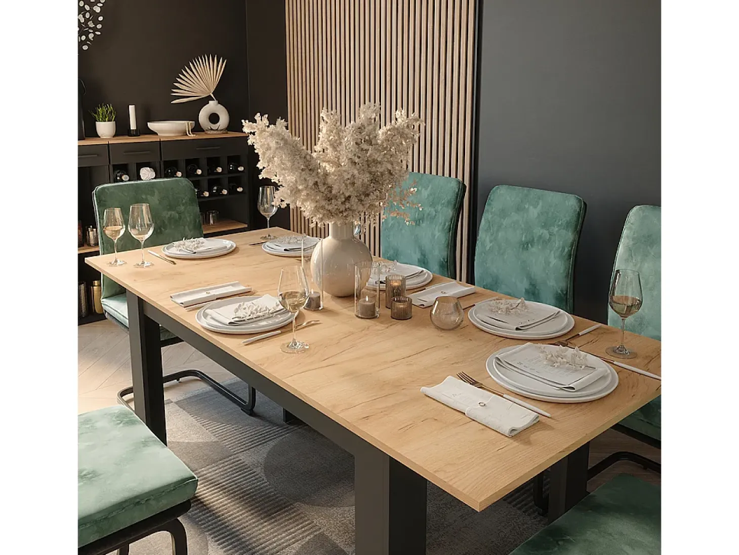 Mesa de comedor antracita/roble dorado 180x80x76 repose