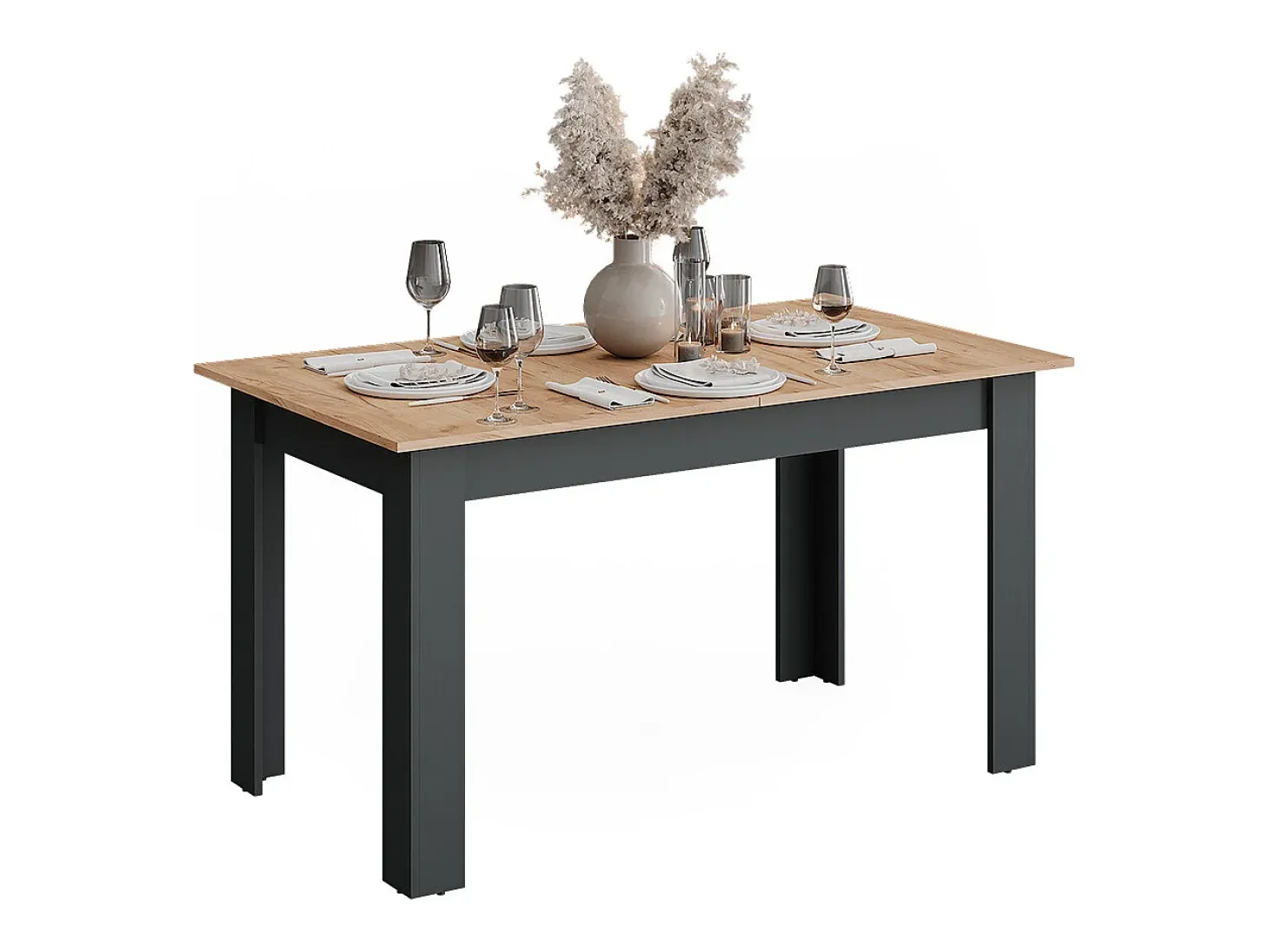 Mesa de comedor antracita/roble dorado 180x80x76 repose