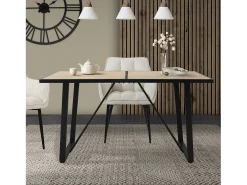 Mesa de comedor aspecto roble mueble cocina rectangular para 6 personas 140x70cm