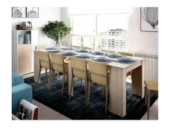 Mesa de comedor Bailen multifunción extensible en madera natural de 77 cm(alto), 54-101-1