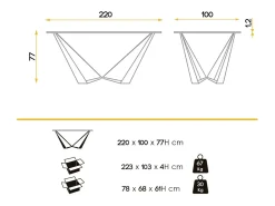 Mesa de comedor Bazika 220 cm de cristal templado con patas de metal cromado
