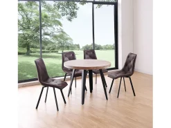 Mesa de comedor Berg diseño fijo roble honey/negro Ø100x76 cm Adec
