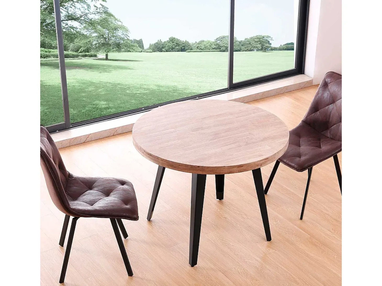 Mesa de comedor Berg diseño fijo roble honey/negro Ø100x76 cm Adec