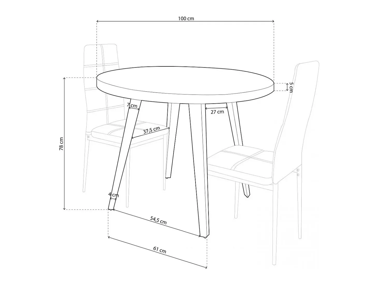 Mesa de comedor Berg diseño fijo roble honey/negro Ø100x76 cm Adec