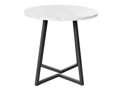 Mesa de comedor blanca - Mesa de comedor con tablero de MDF y patas de metal negro - decoración estampada