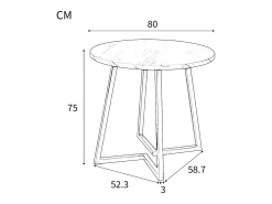 Mesa de comedor blanca - Mesa de comedor con tablero de MDF y patas de metal negro - decoración estampada