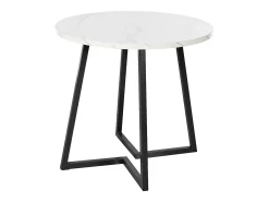 Mesa de comedor blanca - Mesa de comedor con tablero de MDF y patas de metal negro - decoración estampada