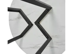 Mesa de comedor blanca - Mesa de comedor con tablero de MDF y patas de metal negro - decoración estampada