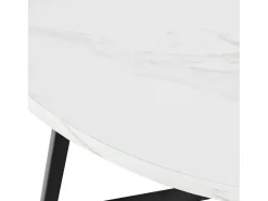 Mesa de comedor blanca - Mesa de comedor con tablero de MDF y patas de metal negro - decoración estampada