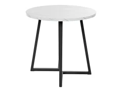 Mesa de comedor blanca - Mesa de comedor con tablero de MDF y patas de metal negro - decoración estampada