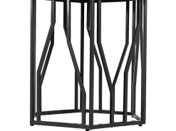 Mesa de comedor blanca - Mesa de comedor con tablero hexagonal y estructura de metal negro - para comedor y sala de estar