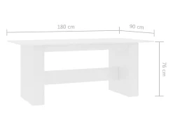 Mesa de comedor blanca 180x90x76 cm Madera de ingeniería