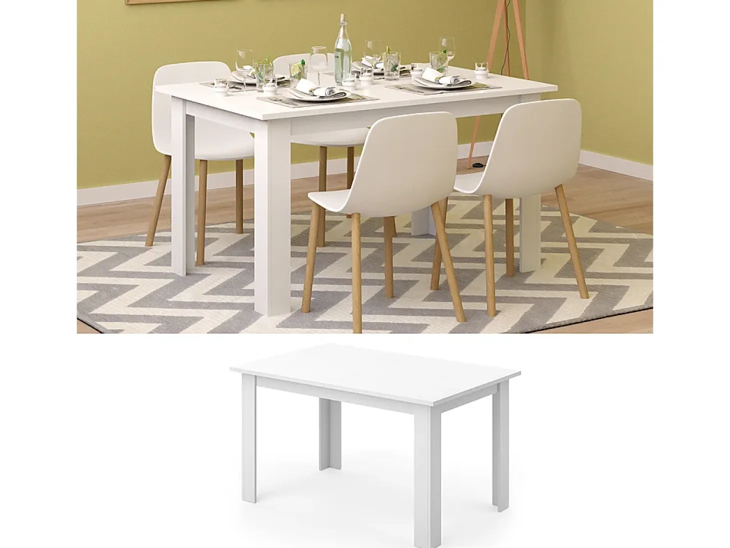 Mesa de comedor blanco 140x90x76 karlos