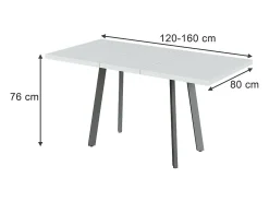 Mesa de comedor blanco/gris 160x80x76 tisko