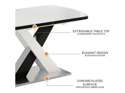 Mesa de comedor blanco/negro 120x80x76 chinto