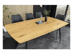 Mesa de comedor CALDERO 120 cm – Mesa contemporánea con aspecto de roble salvaje y metal