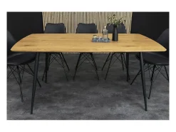 Mesa de comedor CALDERO 120 cm – Mesa contemporánea con aspecto de roble salvaje y metal