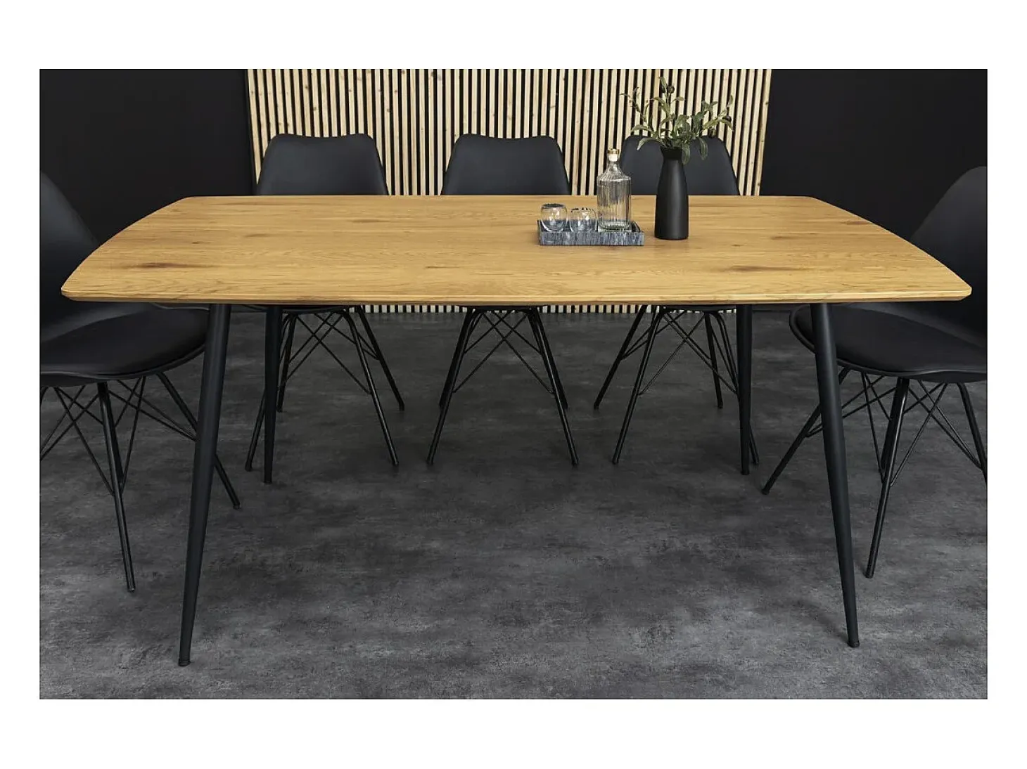 Mesa de comedor CALDERO 120 cm – Mesa contemporánea con aspecto de roble salvaje y metal