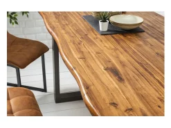Mesa de Comedor 180cm NALKO – Madera maciza de acacia aceitada y metal – Estilo industrial