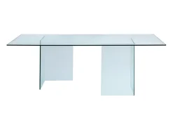 Mesa de comedor COLEDON - 8 cubiertos - Cristal templado