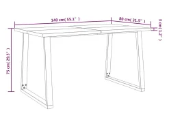 Mesa de comedor con borde vivo madera maciza acacia 140x80x75cm