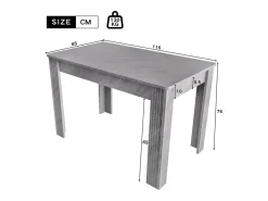 Mesa de comedor contemporánea - 116 x 65 x 75 cm - cuatro patas - aspecto hormigón - tablero de partículas - gris
