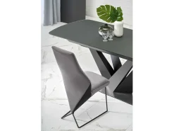 Mesa de comedor contemporánea extensible SHIELD gris y negra con pata central