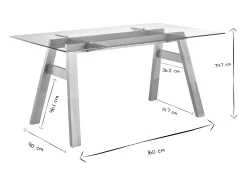 Mesa de comedor cristal transparente y madera L160 cm BACCO