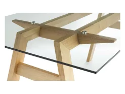 Mesa de comedor cristal transparente y madera L160 cm BACCO