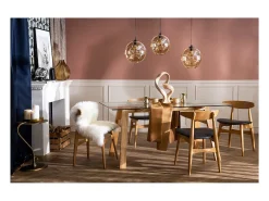 Mesa de comedor cristal transparente y madera L160 cm BACCO
