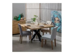 Mesa de comedor cuadrada de madera y metal 130cm Ernest