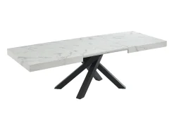 Mesa de comedor de 6 a 10 cubiertos de MDF y metal - Efecto mármol blanco y negro - CATONAV