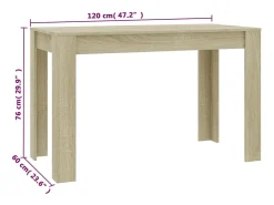 Mesa de comedor de aglomerado color roble Sonoma 120x60x76 cm