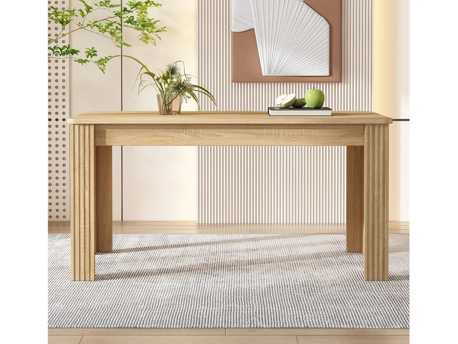 Mesa de comedor de cuatro patas estilo moderno color natural