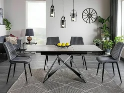 Mesa de comedor de diseño de mármol blanco y negro 120-160cm Holly SG