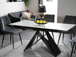Mesa de comedor de diseño de mármol blanco y negro 120-160cm Holly SG