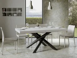 Mesa de comedor de diseño blanca con patas entrelazadas antracita 180 cm Artemis